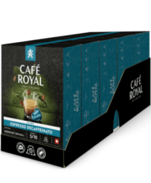 Сет от 5 бр. XXL кутии Cafe Royal Decaffeinato -180 Nespresso съвместими капсули