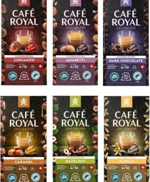 Сет от 6 кутии с вкусове на Cafe Royal - 60 бр. съвместими капсули за Неспресо